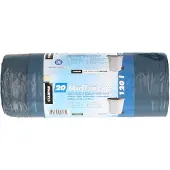 Papstar 20x stuks afvalzakken/vuilniszakken - 120 liter - blauw - containerzakken - Vuilniszakken