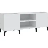 vidaXL Platenkast 121x38x48 cm bewerkt hout wit