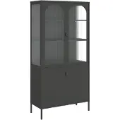 vidaXL Hoge kast 90x40x180 cm glas en staal zwart