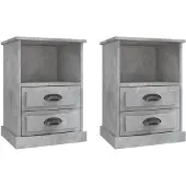 vidaXL Nachtkastjes 2 st 43x36x60 cm betongrijs