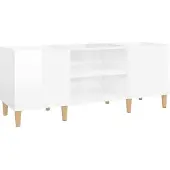 vidaXL Platenkast 121x38x48 cm bewerkt hout hoogglans wit