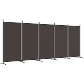 vidaXL Kamerscherm met 5 panelen 433x180 cm stof bruin