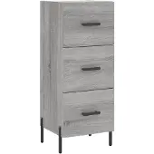 vidaXL Dressoir 34,5x34x90 cm bewerkt hout grijs sonoma eikenkleurig