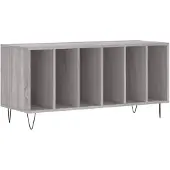 vidaXL - Platenkast - 100x38x48 - cm - bewerkt - hout - grijs - sonoma - eikenkleurig