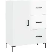 vidaXL Dressoir 69,5x34x90 cm bewerkt hout hoogglans wit