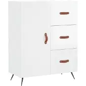 vidaXL Dressoir 69,5x34x90 cm bewerkt hout hoogglans wit