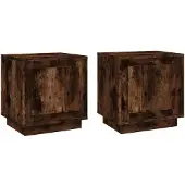 vidaXL Nachtkastjes 2 st 44x35x45 cm bewerkt hout gerookt eikenkleurig