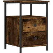 vidaXL Nachtkastje 34x35,5x50 cm bewerkt hout gerookt eikenkleurig