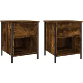 vidaXL Nachtkastjes 2 st 40x42x50 cm bewerkt hout gerookt eikenkleurig