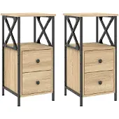 vidaXL Nachtkastjes 2 st 34x35,5x70 cm sonoma eikenkleurig