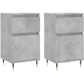 vidaXL Dressoirs 2 st 40x35x70 cm bewerkt hout betongrijs