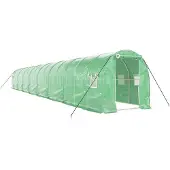 vidaXL Kas met stalen frame, kleur groen, oppervlakte 32 m², afmetingen 16x2x2 meter