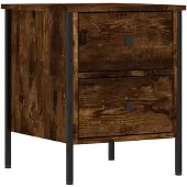 vidaXL Nachtkastje 40x42x50 cm bewerkt hout gerookt eikenkleurig