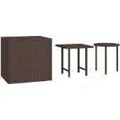 vidaXL Bijzettafels 3 st poly rattan bruin