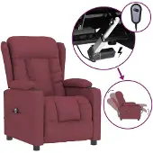 vidaXL Fauteuil verstelbaar elektrisch stof wijnrood