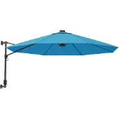 vidaXL Wandparasol met LEDs 290 cm zeeblauw