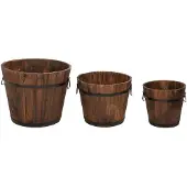 vidaXL Plantenbakset houten emmer 3-delig massief vurenhout