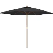 vidaXL Parasol met houten paal 299x240 cm zwart