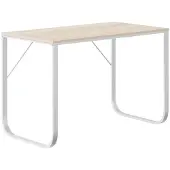 vidaXL Computerbureau 110x60x73 cm spaanplaat wit en eikenkleurig