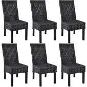vidaXL Eetkamerstoelen 6 st kubu rattan en mangohout zwart