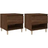 vidaXL Nachtkastjes 2 st 50x46x50 cm bewerkt hout bruin eikenkleur