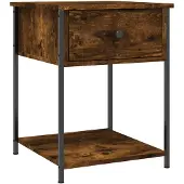 vidaXL Nachtkastje 44x45x58 cm bewerkt hout gerookt eikenkleurig
