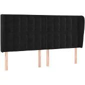 vidaXL Hoofdbord met randen 163x23x118/128 cm fluweel zwart