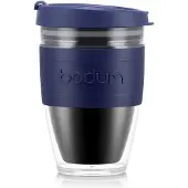 Bodum | Reisbeker met deksel / Joycup | Dubbelwandig Kunststof | 0.25L | Donkerblauw / transparant