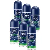 Nivea MEN Fresh Sensation Anti-Transpirant Deo Roller - 72u Bescherming - Alcoholvrij - Voordeelverpakking - 6 x 50 ml