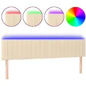 vidaXL Hoofdbord LED 180x5x78/88 cm stof crèmekleurig