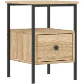 vidaXL Nachtkastje 34x36x50 cm bewerkt hout sonoma eikenkleurig
