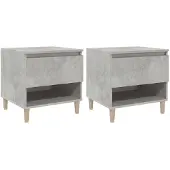 vidaXL Nachtkastjes 2 st 50x46x50 cm bewerkt hout betongrijs