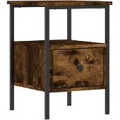 vidaXL Nachtkastje 34x36x50 cm bewerkt hout gerookt eikenkleurig