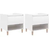 vidaXL Nachtkastjes 2 st 50x46x50 cm bewerkt hout hoogglans wit