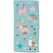 Good Morning Kinder Strandlaken Velours Moody 75x150cm - aqua