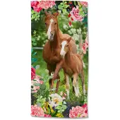 Good Morning strandlaken Paard met veulen 75x150 cm