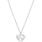 Victorious Dames Ketting Zilver – Hartvormige WereldKetting – 925 Zilver - 45cm