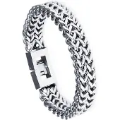 Victorious Zilverkleurige Armband Heren – Gevlochten Zilverkleurig en Roestvrij Staal – Zilverkleurig – 19cm