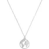 Victorious Dames Ketting Zilver – Wereldbol – Aarde - 925 Zilver - 45cm