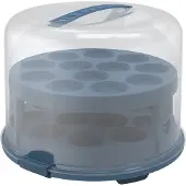 Rotho Fresh taartdoos XL met trays - BPA vrij - afsluitbare clips - ook geschikt voor cupcakes - handig mee te nemen door handgreep - horizon blauw