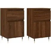 vidaXL Dressoirs 2 st 40x35x70 cm bewerkt hout bruin eikenkleur