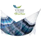 VIVERE Braziliaanse geblokte 2-persoons hangmat Kleur: blauw