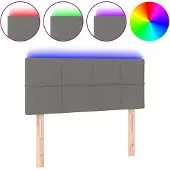 vidaXL Hoofdbord LED 80x5x78/88 cm stof donkergrijs