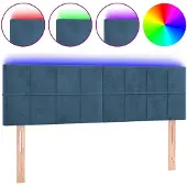 vidaXL Hoofdbord LED 144x5x78/88 cm fluweel donkerblauw