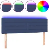 vidaXL Hoofdbord LED 144x5x78/88 cm stof blauw