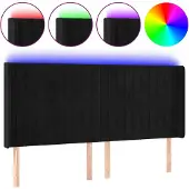 vidaXL Hoofdbord LED 183x16x118/128 cm fluweel zwart