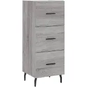 vidaXL Dressoir 34,5x34x90 cm bewerkt hout grijs sonoma eikenkleurig