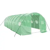 vidaXL Kas met stalen frame, groen, 24 m², 8x3x2 meter