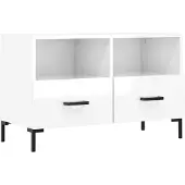 vidaXL Tv-meubel 80x36x50 cm bewerkt hout hoogglans wit