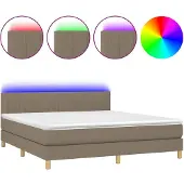 vidaXL Boxspring met matras en LED stof taupe 180x200 cm